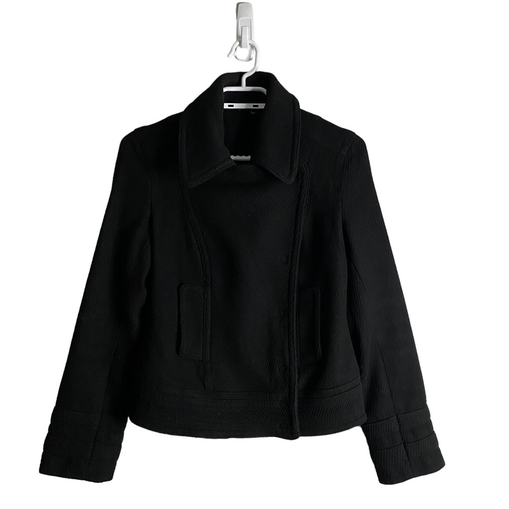 Club Monaco Women's Black Wool Moto Jacket
